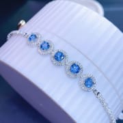 Natural London Blue Topaz Bracelet Small Fresh and Beautiful 925 Sterling Silver Live Delivery Store