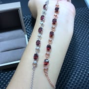 925 silver inlaid natural garnet bracelet wholesale platform order AliExpress micro-business supply