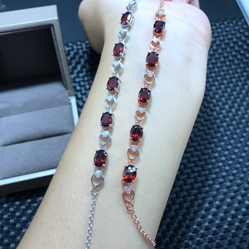 925 silver inlaid natural garnet bracelet wholesale platform order AliExpress micro-business supply
