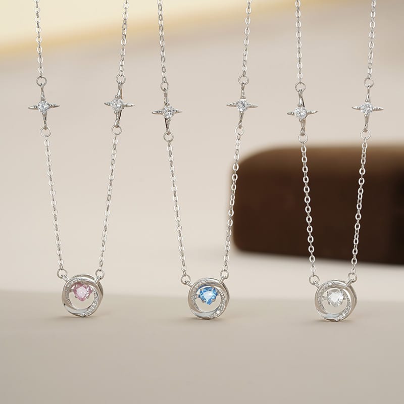 S999 Silver Love Ring Necklace Women's Advanced Sense Smart Fresh Temperament All-match Clavicle Chain 
