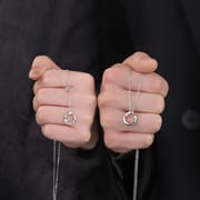 Original Po S999 Foot Silver Mobius Ring Necklace Lovers Elegant Valentine's Day Clavicle Chain