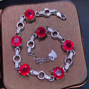 New burnt ruby bracelet exquisite 925 silver inlaid style beautiful ladies live supply overseas supply