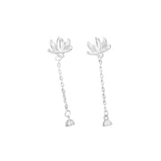 Po S999 Silver Lotus Tassel Earrings Minimalist Daily Personality All-match Fashion Commuter Niche Earrings