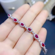 Fresh and beautiful DIY natural old baked ruby bracelet 3*5mm925 silver fast hand Live supply wholesale