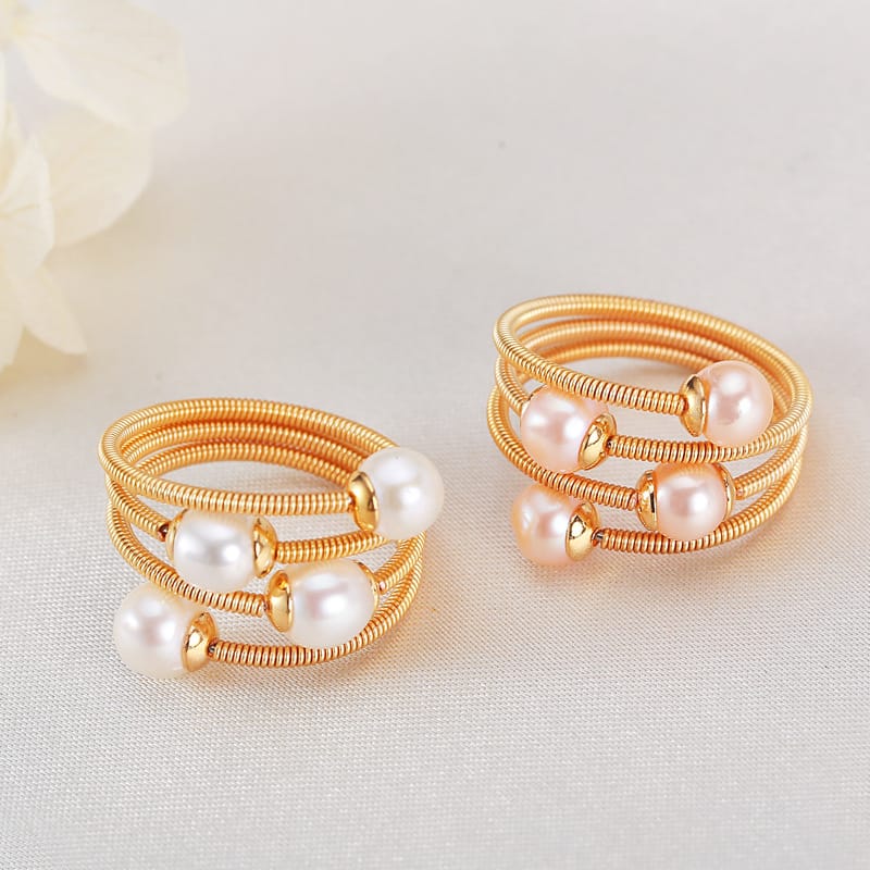 Real Freshwater Pearl Ring Accessible Luxury Multi-layer Winding Design Index Finger Ring Simple Handmade Winding Ring Hand Jewelry New Style