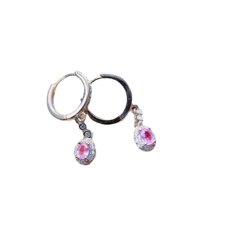 Simple Papalacha Natural Powder Sapphire Ear Buckle 925 Silver Ladies Earrings Wholesale Ear Hook Inspection