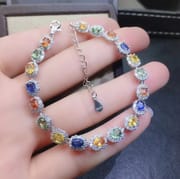 Jewelry Supply Natural Color Sapphire Bracelet 925 Sterling Silver Certificate