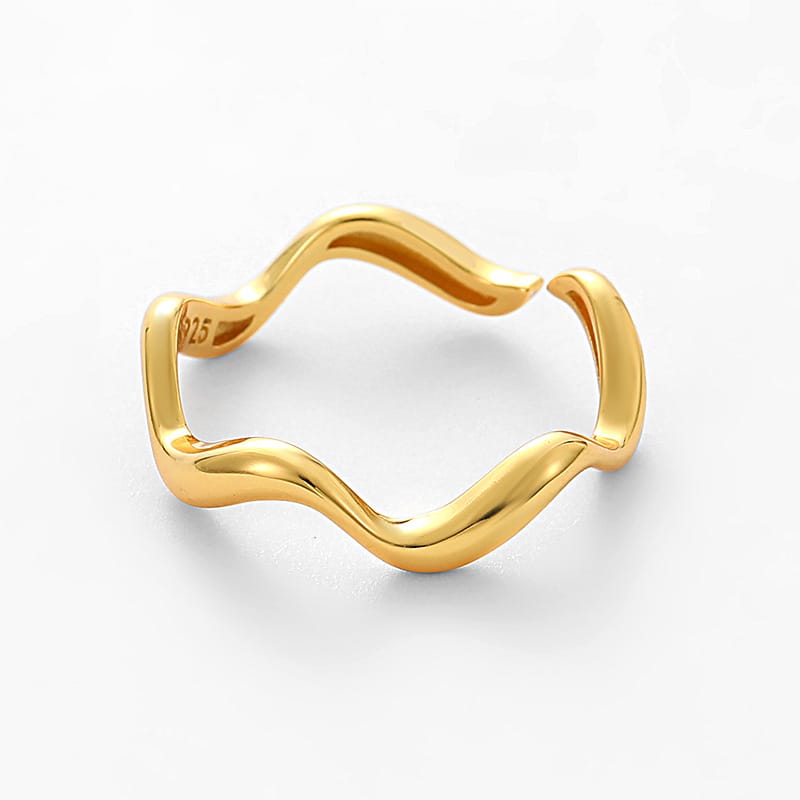 Cold Style Stacked Open-mouth Ring Food Finger Ring 925 Sterling Silver Wave Cross-border High-end Style Jewelry