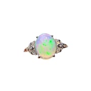 Factory wholesale explosions natural white opal ring S925 silver inlaid with the main stone 8*10 selling Europe and the United States a generation of hair