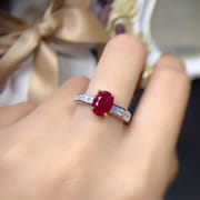 Old burn natural ruby 6*8mm ring live 925 silver fashion female ring trembles live supply batch