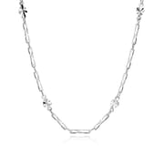 S999 Sterling Silver Sparkling Ingot Flower Piece Chain Necklace Naked Chain with Stacked Clavicle Chain Elegant Fashionable