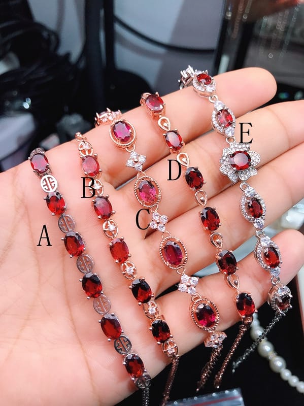 925 silver with various natural garnet bracelet style colorful beautiful flawless