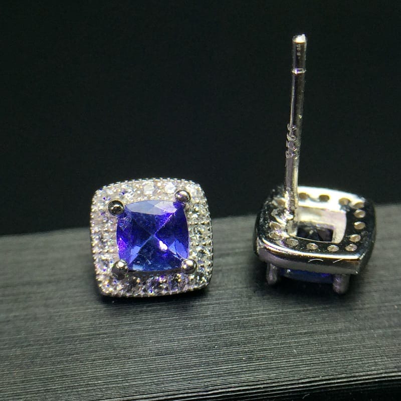Natural tanzanite earrings wholesale 925 silver inlay like to come