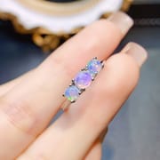 Factory wholesale explosions natural white opal ring S925 silver inlaid main stone 5*5 selling Europe and the United States a generation of hair