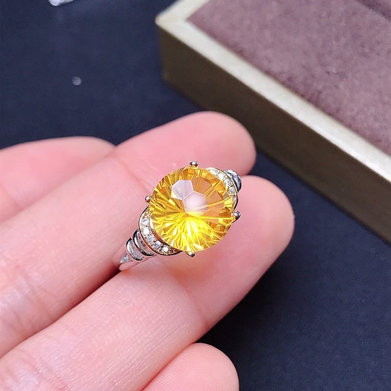 Fireworks citrine ring 925 silver inlaid live ladies ring fireworks citrine a generation of hair