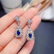 Sapphire earrings 925 silver ladies natural sapphire inspection a generation of overseas supply wholesale