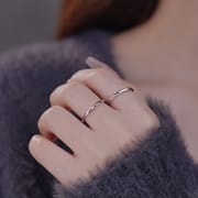 Po S999 silver nail sand smooth ring personality fashion niche design simple fresh open ring generation hair