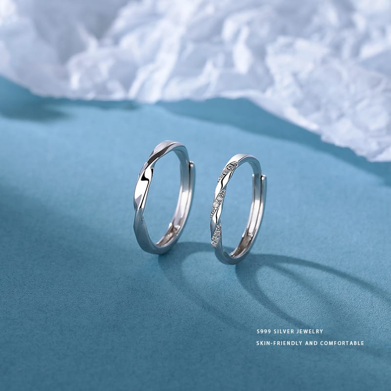 S999 Silver Mobius Ring Couple's Ring Simple Light Luxury High Sense Adjustable Ring Gift
