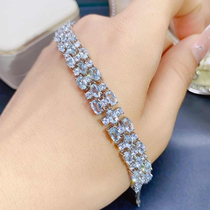 New on New Natural Aquamarine Bracelet 925 Silver Inlaid Gift Wholesale Main Stone 3.45 Jewelry Wholesale