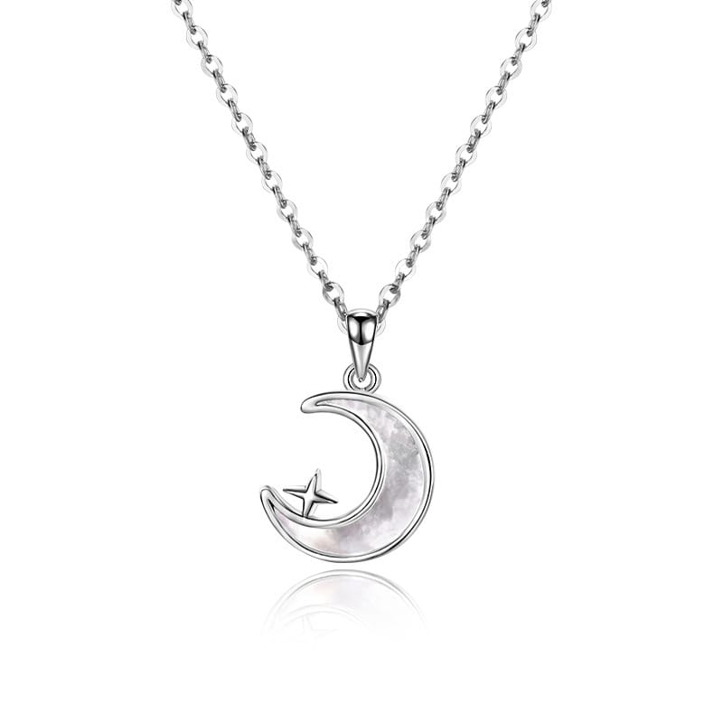 Bao S999 sterling silver bright star moon necklace Super fairy clavicle chain star clavicle chain gift for girlfriend Valentine's Day