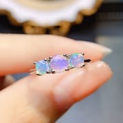 Factory wholesale explosions natural white opal ring S925 silver inlaid main stone 5*5 selling Europe and the United States a generation of hair