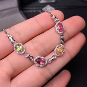 Natural tourmaline ladies Bracelet 925 silver inlaid tourmaline bracelet gift wholesale manufacturers do goods a generation of hair