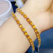 Fresh and simple natural citrine bracelet 925 silver women's bracelet 4 * 6mm colorful treasure wholesale
