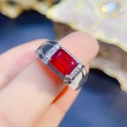 Natural New burning Ruby male ring small star anise 6 * 8mm 925 silver ring wholesale trembles live supply