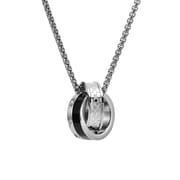 Fashion Titanium Steel Double Ring Necklace TikTok Hip Hop ins Trendy Men's Distinctive Crystal Pendant Long Woolen Chain Accessories