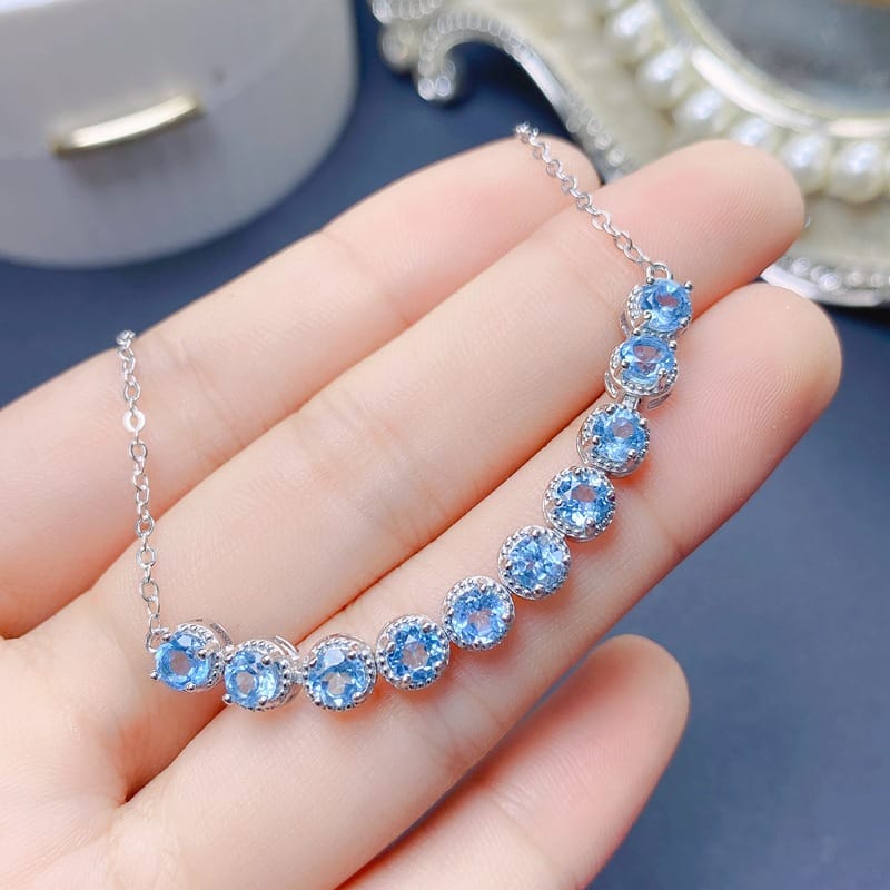Natural Topaz bracelet 5 * 5mm women's bracelet 925 silver inlaid lantopa beautiful colorful treasure wholesale
