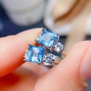 Natural Topaz Earrings 925 Silver Japanese and Korean Internet Celebrity Light Luxury Super Flash Topaz Earrings Over-tested Wholesale