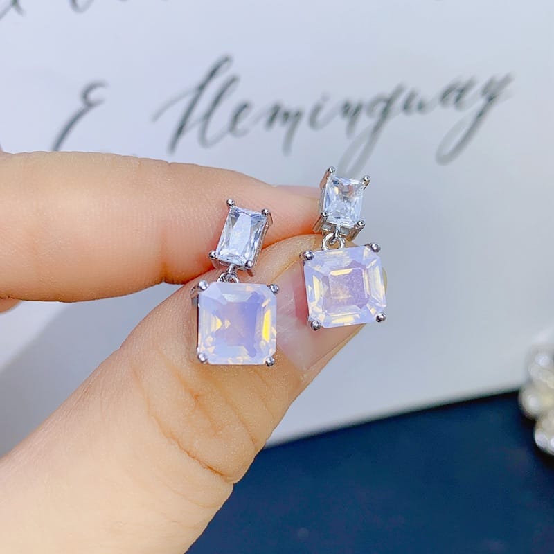 Natural Lavender Amethyst Earrings 925 Silver Refresher Japanese and Korean Internet Celebrity Light Luxury Super Flash Topaz Earrings Overchecked