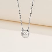 S925 sterling silver with fresh water pearl U shape necklace