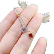 Fashion new ladies GIY natural old burning ruby necklace 925 silver pendant 4*5mm necklace live supply