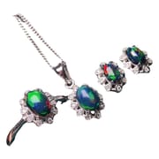 Black Opal Set Natural Australian Opal Set Wholesale Beautiful Full Flash Fire Color Gift for Girlfriend