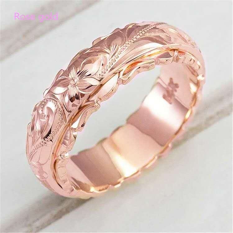 Dragon and cross-border new simple fashion carved rose flower ring Europe and the United States vintage jewelry tail ring