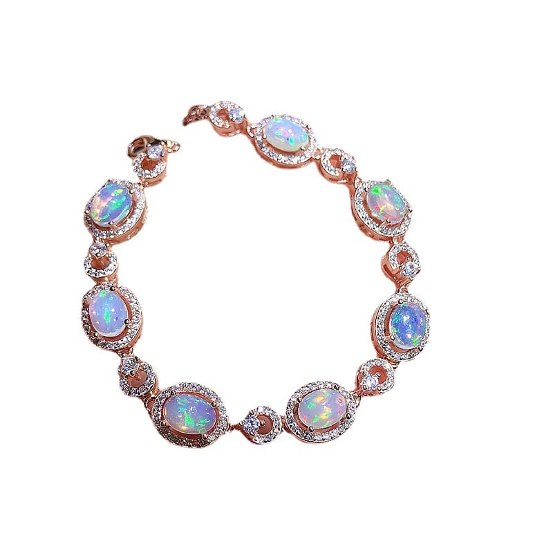 Natural opal bracelet wholesale 925 silver inlaid fashion round drill live for 5*7mm