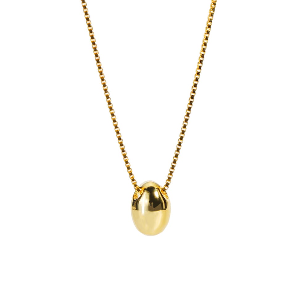 Cross-border Korean Style S925 Sterling Silver Oval Small Beans Necklace Women's Simple Niche Design Clavicle Chain