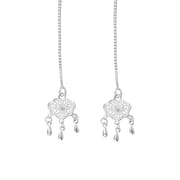 Po S999 Foot Silver Long Ping An Lock Tassel Ear Line Women's Elegant Niche National Style New Chinese Earrings