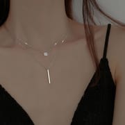 Cross-border Geometric Long Flash Diamond Round Double-layer Necklace Women's Simple Style Fashion Diamond Clavicle Chain Neck Chain Fashion