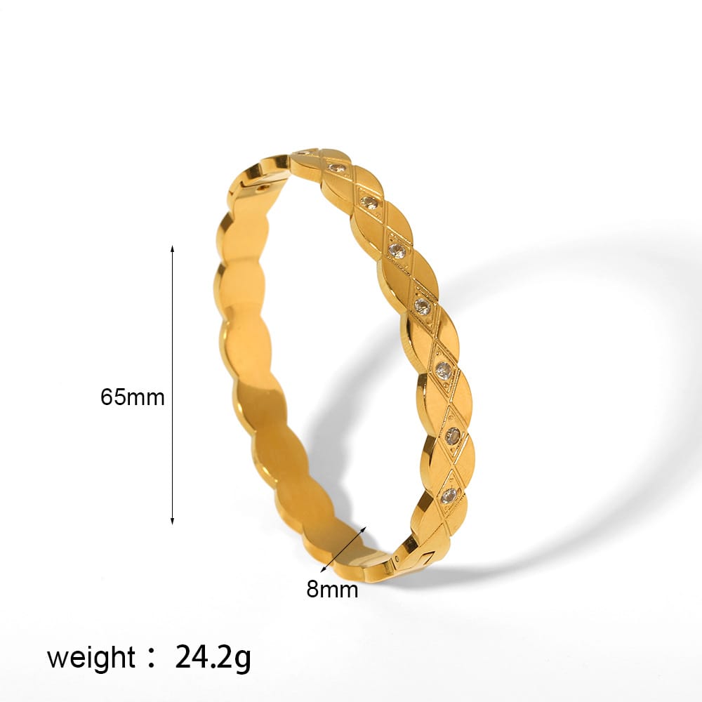 European and American-style light luxury bracelet six-pointed star buckle bracelet 18K gold stainless steel inlaid zirconium bracelet high-grade bracelet for women