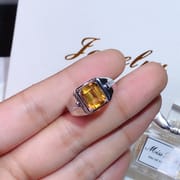 Caibao wholesale 925 silver inlaid natural citrine male ring bulk supply