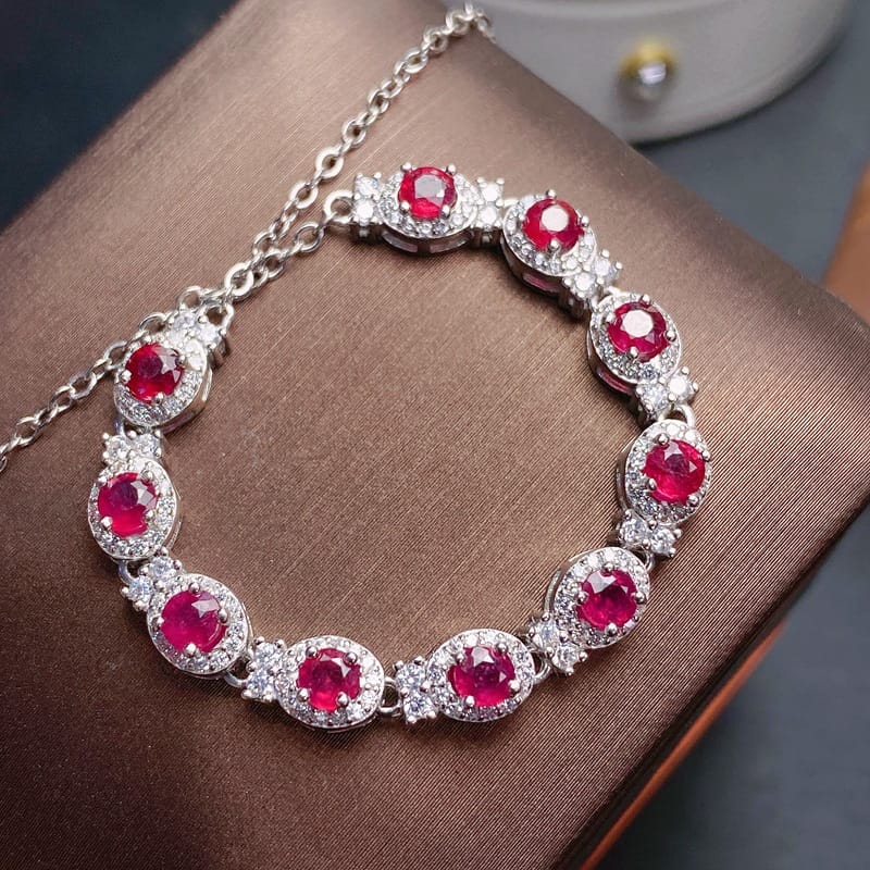 New burnt ruby bracelet style fashionable exquisite gem fire color good 925 silver ladies live supply