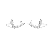 S999 Sterling Silver Mini Arc Double Butterfly Earrings Japanese and Korean Small Silver Earrings 