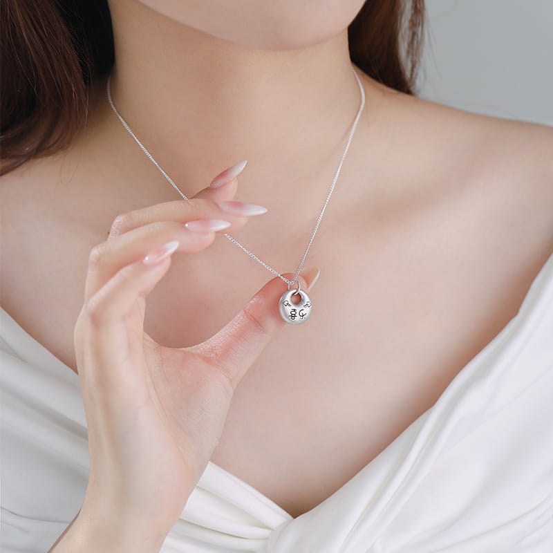Po S999 Foot Silver Ping An Joy Fat Fu Necklace Women's Fashion Chinese Style Temperament Design Sense Clavicle Chain for Hair