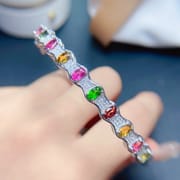New arrival natural tourmaline stone bracelet 925 silver inlaid gift wholesale