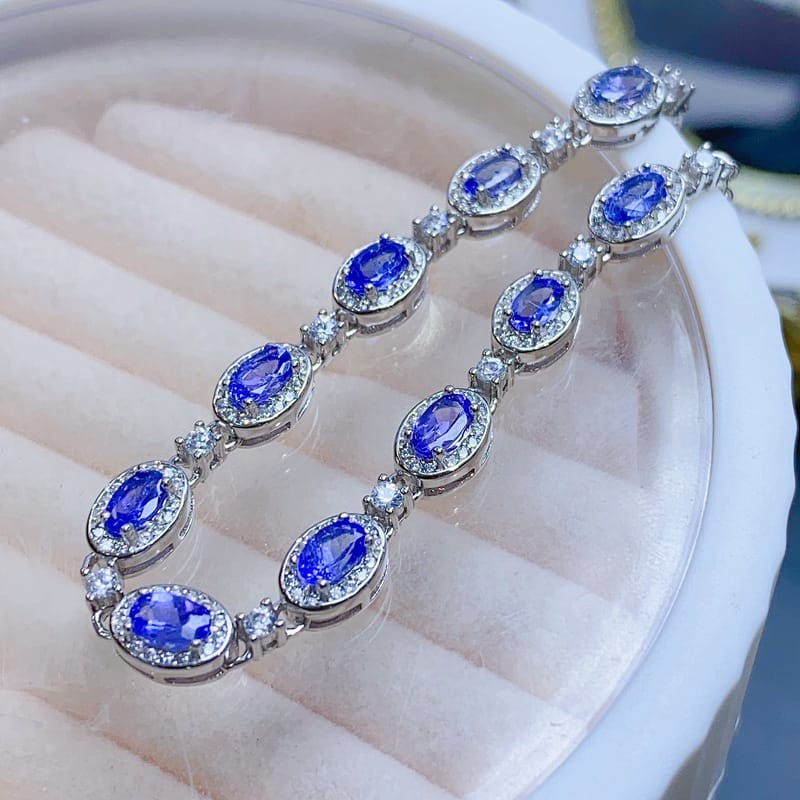 Fresh and simple tanzanite bracelet natural tanzanite bracelet 925 silver ladies Bracelet 3*5mm wholesale