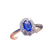 Classic natural sapphire ring female ring 925 silver open mouth 6 * 4mm open mouth beauty ring TikTok exclusive