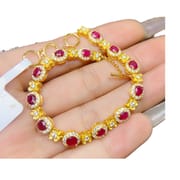 Natural laochu ruby bracelet 3 * 4mm 925 silver inlaid natural laochu ruby bracelet beautiful style