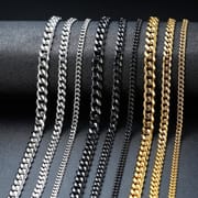European and American cross-border hot sale stainless steel necklace single buckle edging titanium steel chain vacuum plating 18K gold long necklace